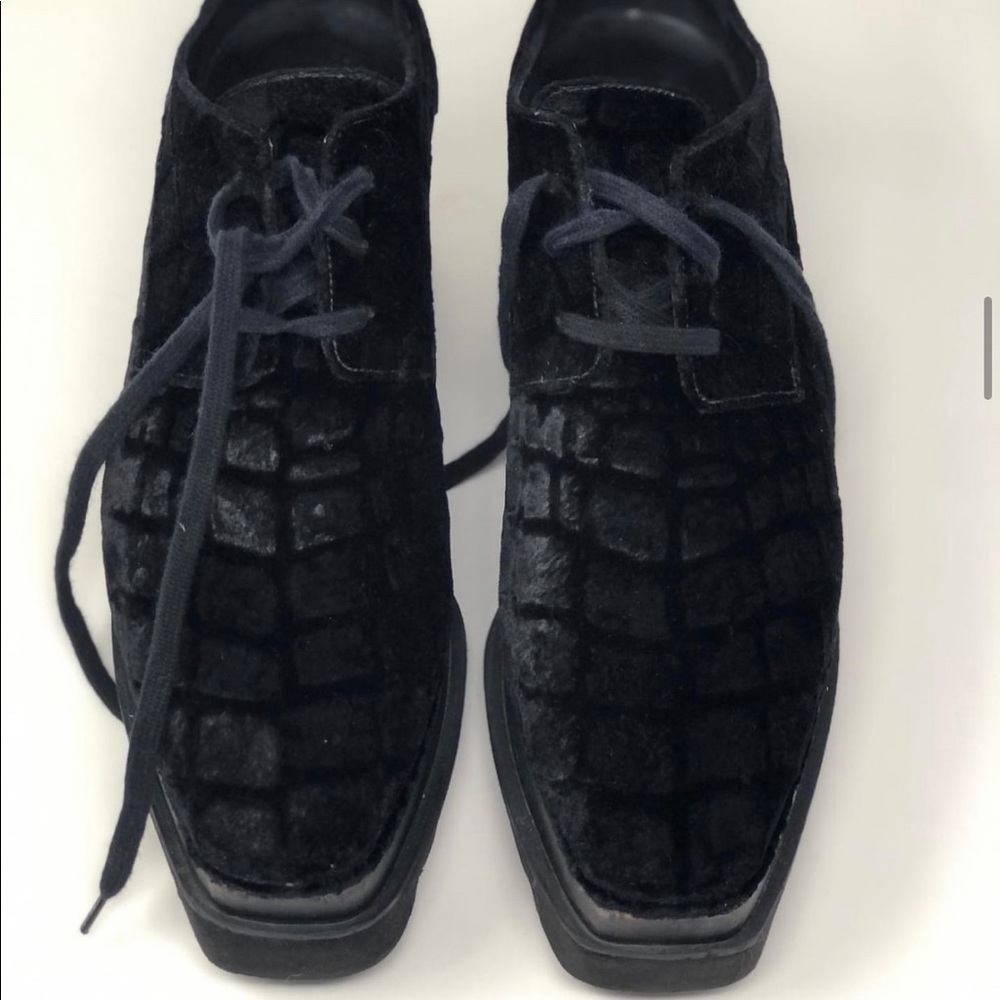 Stella Mccartney Black Velvet Elyse Derby Platforms size 38
